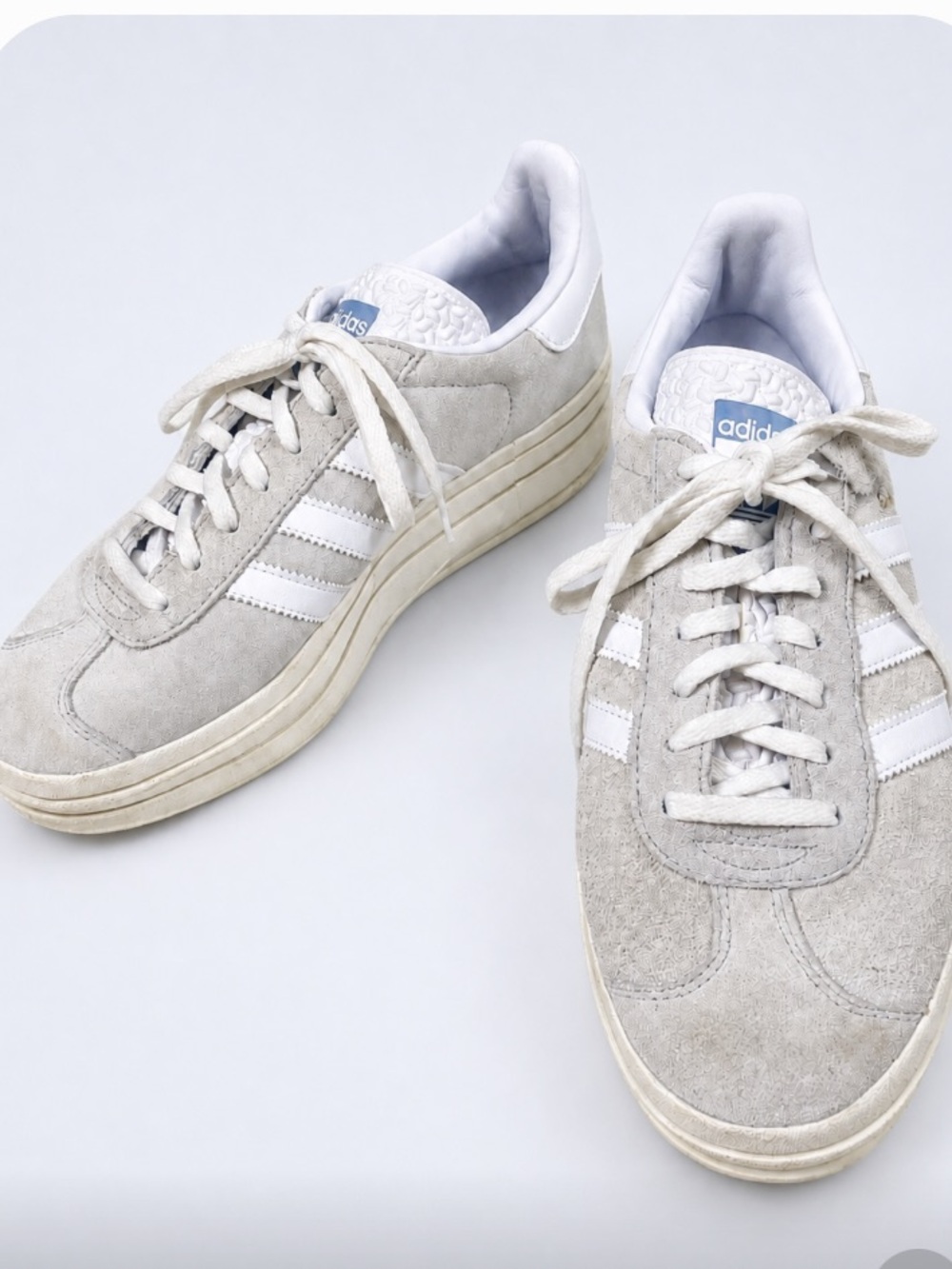 Adidas Gazelle Grey White Suede Low-Top Sneakers - Women’s 9.5